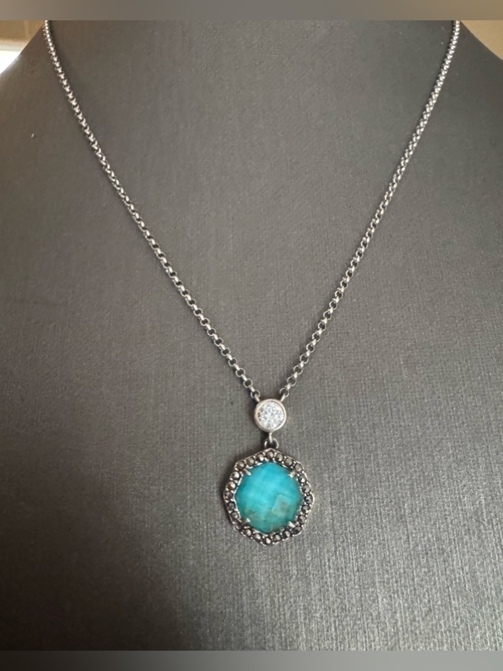 Judith Jack Turquoise Doublet Sterling Necklace